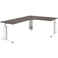 röhr Imperia höhenverstellbarer Schreibtisch quarzit L-Form, C-Fuß-Gestell weiß 180,0 x 80,0/200,0 cm von röhr