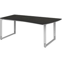 röhr Imperia höhenverstellbarer Schreibtisch quarzit Trapezform, Kufen-Gestell weiß 180,0 x 80,0/100,0 cm von röhr