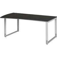 röhr Imperia höhenverstellbarer Schreibtisch quarzit Trapezform, Kufen-Gestell weiß 180,0 x 80,0/100,0 cm von röhr