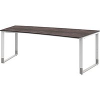 röhr Imperia höhenverstellbarer Schreibtisch quarzit Trapezform, Kufen-Gestell weiß 200,0 x 80,0/100,0 cm von röhr