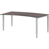 röhr Imperia höhenverstellbarer Schreibtisch quarzit Trapezform, 4-Fuß-Gestell silber 200,0 x 80,0/100,0 cm von röhr