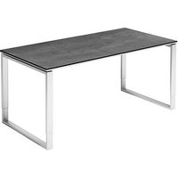 röhr Imperia höhenverstellbarer Schreibtisch quarzit rechteckig, Kufen-Gestell silber 160,0 x 80,0 cm von röhr