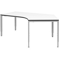 röhr Imperia höhenverstellbarer Schreibtisch weiß Bogenform, 4-Fuß-Gestell silber 217,0 x 114,0 cm von röhr