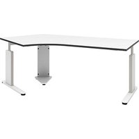 röhr Imperia höhenverstellbarer Schreibtisch weiß Bogenform, C-Fuß-Gestell weiß 217,0 x 114,0 cm von röhr