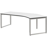 röhr Imperia höhenverstellbarer Schreibtisch weiß Bogenform, Kufen-Gestell silber 217,0 x 114,0 cm von röhr