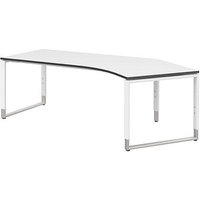 röhr Imperia höhenverstellbarer Schreibtisch weiß Bogenform, Kufen-Gestell weiß 217,0 x 114,0 cm von röhr