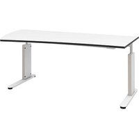 röhr Imperia höhenverstellbarer Schreibtisch weiß Trapezform, C-Fuß-Gestell weiß 180,0 x 80,0/100,0 cm von röhr