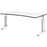 röhr Imperia höhenverstellbarer Schreibtisch weiß Trapezform, C-Fuß-Gestell weiß 200,0 x 80,0/100,0 cm von röhr