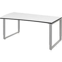 röhr Imperia höhenverstellbarer Schreibtisch weiß Trapezform, Kufen-Gestell silber 180,0 x 80,0/100,0 cm von röhr