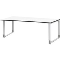 röhr Imperia höhenverstellbarer Schreibtisch weiß Trapezform, Kufen-Gestell weiß 200,0 x 80,0/100,0 cm von röhr