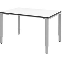 röhr Imperia höhenverstellbarer Schreibtisch weiß rechteckig, 4-Fuß-Gestell silber 120,0 x 80,0 cm von röhr