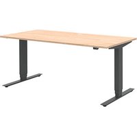 röhr direct.office elektrisch höhenverstellbarer Schreibtisch hickory rechteckig, T-Fuß-Gestell grau 160,0 x 70,0 cm von röhr