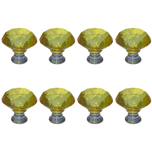 rongweiwang 8 Stück dekorative Kristall Möbelknöpfe, einzigartig, langlebig, leichtgängig, Schrankknöpfe aus Legierung, Gold+Silber von rongweiwang