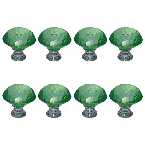 rongweiwang 8 Stück dekorative Kristall Möbelknöpfe, einzigartig, langlebig, leichtgängig, Schrankknöpfe aus Legierung, grün+Silber von rongweiwang