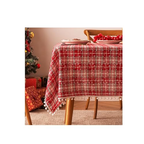 Tischdecke Outdoor,Nappe Anniversaire,Weihnachten Schneeball Tischdecke Plaid Print Couchtisch Esstisch Schminktisch Abdeckung(B Red,100 * 135cm/39.37 * 53.15in) von rongzhai