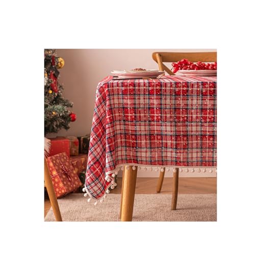 Tischdecke Outdoor,Nappe Anniversaire,Weihnachten Schneeball Tischdecke Plaid Print Couchtisch Esstisch Schminktisch Abdeckung(D Red,100 * 135cm/39.37 * 53.15in) von rongzhai