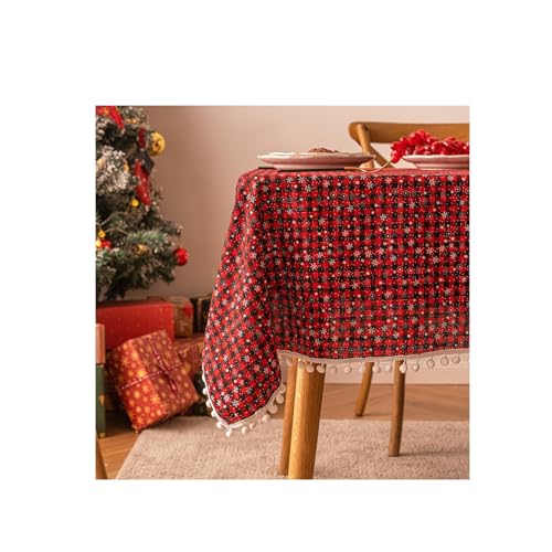 Tischdecke Outdoor,Nappe Anniversaire,Weihnachten Schneeball Tischdecke Plaid Print Couchtisch Esstisch Schminktisch Abdeckung(E Red,100 * 135cm/39.37 * 53.15in) von rongzhai