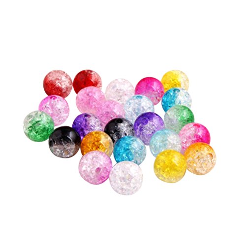 rosenice 200pcs 8mm Crackle Glasperlen, Bunte Runde Perlen für Schmuckherstellung und DIY Handwerk Dekor (Mischfarben) von rosenice