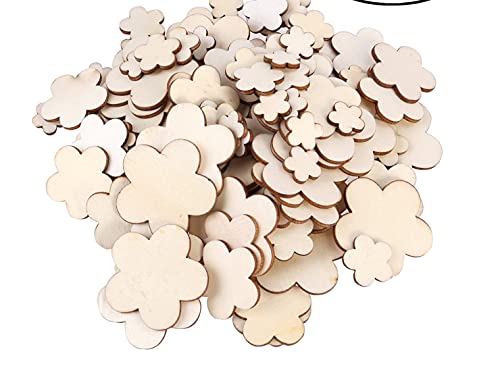 rosenice Deko Blumen aus Holz Natur Scheiben Holzblumen für DIY Handwerk Scrapbooking, Geburtstag Hochzeit Dekor 100PCS (1,5 cm, 2 cm, 3 cm, 4 cm sortierte Größe) von rosenice