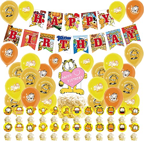 Kindergeburtstag Partyzubehör Garfield Luftballons Alles Gute Zum Geburtstagfahne Kuchenaufsätze für Kinder Garfield Geburtstag Deko Babyparty von rosepartyh