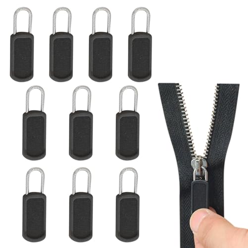 10 Stück Ersatzteile Reißverschluss Zipper, 2024 Neu Reißverschluss Zipper, Abnehmbares Zipper Pull, Reißverschluss Ersatz für Zipper Koffer Stiefel Jackenrucksäcke Zipper (Schwarz) von routinfly