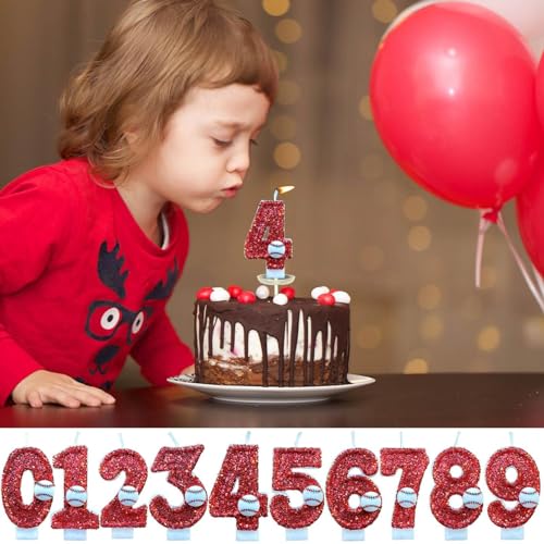 Geburtstagskerze, Geburtstagskerze für Kuchen, Personalisierte Baseball Geburtstagskerzen Zahlen,Tortendeko für Mädchen, Kinder Themenparty Deko für Kuchen, Dekoration Jahrestag (4) von routinfly