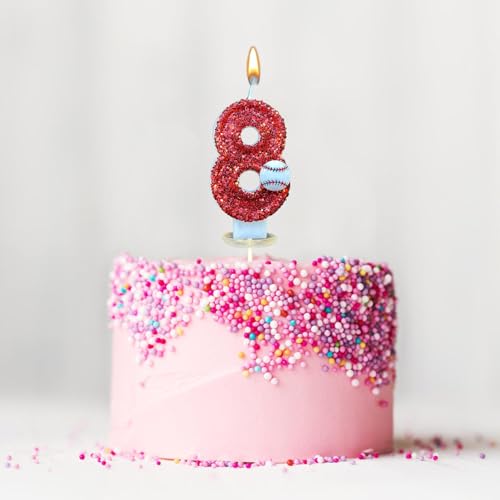 Geburtstagskerze, Geburtstagskerze für Kuchen, Personalisierte Baseball Geburtstagskerzen Zahlen,Tortendeko für Mädchen, Kinder Themenparty Deko für Kuchen, Dekoration Jahrestag (8) von routinfly
