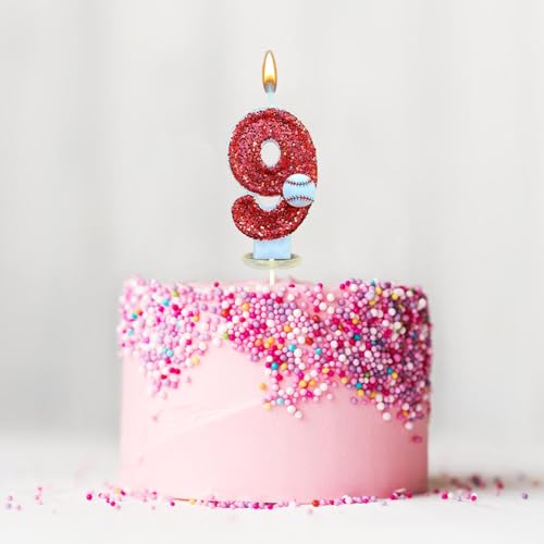 Geburtstagskerze, Geburtstagskerze für Kuchen, Personalisierte Baseball Geburtstagskerzen Zahlen,Tortendeko für Mädchen, Kinder Themenparty Deko für Kuchen, Dekoration Jahrestag (9) von routinfly