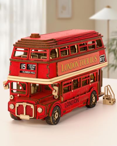 ROWOOD 3D Puzzle Holz London Tourbus, Retro Modellbausatz Für Erwachsene Zum Bauen, Bauen Sie Ihren Eigenen Holzbausatz, Kreatives Geschenk Zum Geburtstag Und Zu Weihnachten von rowood