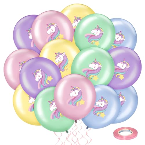 ruggito Latex Einhorn Luftballons, 20 Mehrfarbige Einhorn Ballons Dekoration, 12 Zoll Macaron Unicorn Balloon Set, Geburtstag Luftballons, Girls Unicorn Decoration für Party Decor von ruggito