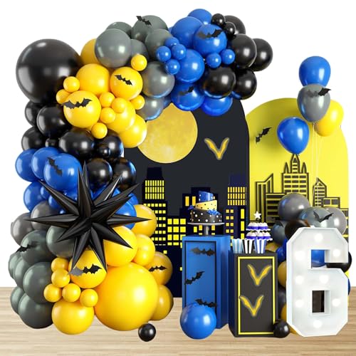 Geburtstags Party Bat Luftballons Bogen Girlande Kit Geburtstag Luftballons Super City Aluminium Ballons Dekorationen Bat Thema Party Favor von ruhoup