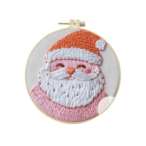 rujjftsy Weihnachten Stickerei Kit, Weihnachten Stickerei Kreuzstich Kits, DIY Weihnachten Stickerei Schuppen Nähset, Anfänger Stickerei Kit für Erwachsene, Weihnachten Ornament Geschenk für Frauen von rujjftsy