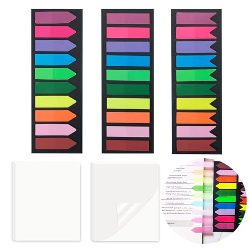 Haftstreifen Highlight Stripes 600pcs + 100pcs Haftnotizen Klebezettel Transparent selbstklebend, Sticky Notes Textmarker Streifen Page Marker zum Markieren und Hervorheben von Texten Beschreibbar von rumitpan