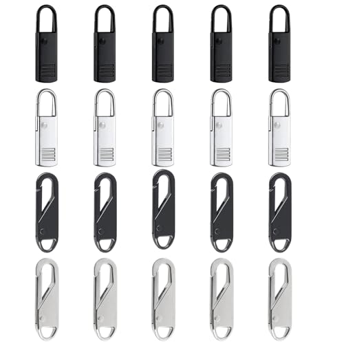 Reißverschluss Zipper 20 Stück 5mm Metall Zipper Pull Reißverschluss Anhänger Ersatz Reißverschluss Schieber Pull Extension Zippers Ersatzteile für Geldbörse Kleider Jeans Jacken Koffer Gepäck von rumitpan