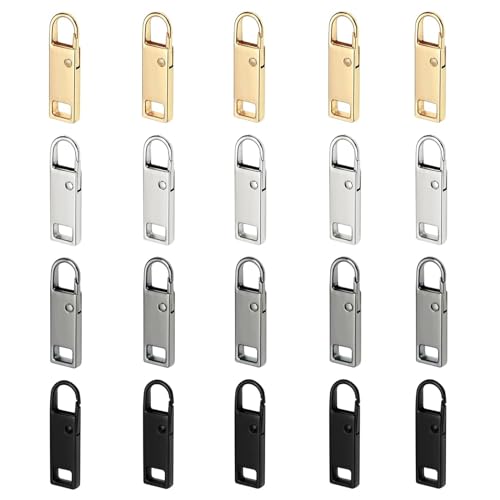 Reißverschluss Zipper für Reißverschluss Reisverschluss Schieber, 5# 20Stück Reissverschluss Reparatur Set Pull Tabs Ersatzzipper Anhänger für Tasche Koffer Mäntel Jacken Rucksäcke Zelt von rumitpan