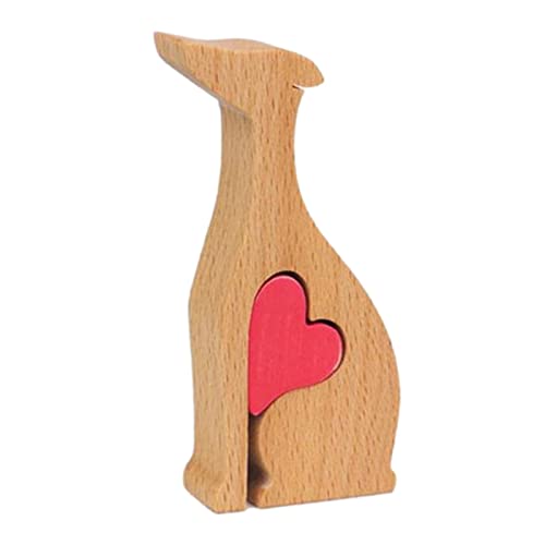 runnerequipment Handgefertigte Holzstatue für Heimdekoration, Whippet-Hunde-Holzfigur mit rotem Herz, Holzdekor-Akzente Bastelfigur, Sammlerstück für Schlafzimmer, Büro, Regal von runnerequipment