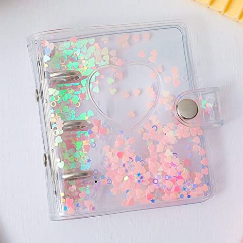 runrayay 3 Zoll Kpop Photocard Holder Book Photocard Arbeitsmappe, Mini-Album, transparente Helligkeit, helles Herz Kleine Fotokarte Book Kpop Fotogalerie 20 Taschen, rosa von runrayay