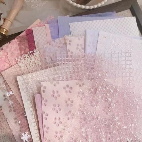 runrayay 30Pcs Scrapbook Paper Textured Paper, A5 Craft Scrapbooking Paper Sheets Handmade Snow Dot Mesh Fabric Mix Special Papers for Scrapbooking Art Journaling - B von runrayay