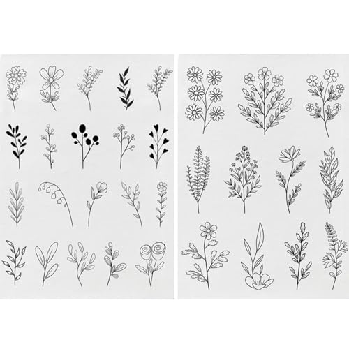 runrayay 31Pcs Water Soluble Embroidery Stabilizers, Stick and Stitch Embroidery Paper with Pre-Printed Flowers and Leaves Pattern Transfers for Hand Sewing - C von runrayay