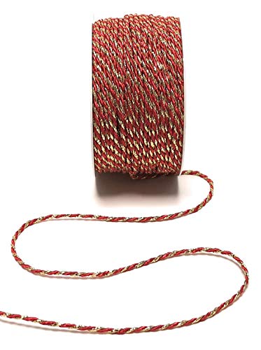 s.dekoda Kordel 50m x 2mm zweifarbig Rot - Gold Drehkordel Dekoband Kordelband Kordelschnur von s.dekoda