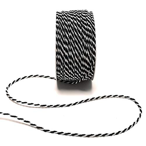 s.dekoda Kordel 50m x 2mm zweifarbig Schwarz - Weiß Drehkordel Dekoband Kordelband Kordelschnur von s.dekoda