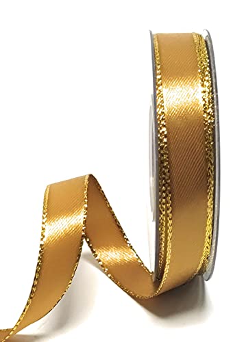 s.dekoda Satinband 25m x 15mm Gold mit Goldkante Doppelsatinband Geschenkband Weihnachtsband [1371] von s.dekoda