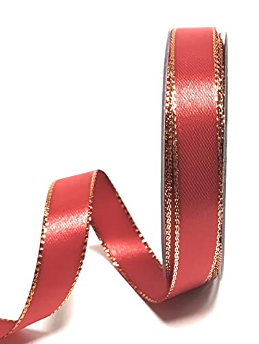 s.dekoda Satinband 25m x 15mm Rot mit Goldkante Doppelsatinband Geschenkband Weihnachtsband [1371] von s.dekoda