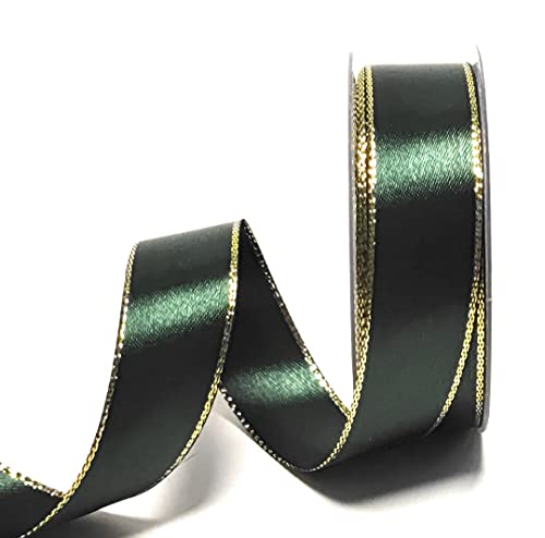 s.dekoda Satinband 25m x 25mm Grün - Gold Weihnachtsband Schleifenband Dekoband Geschenkband [1371] von s.dekoda