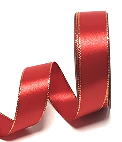 s.dekoda Satinband 25m x 25mm Rot - Gold Weihnachtsband Schleifenband Dekoband Geschenkband [1371] von s.dekoda