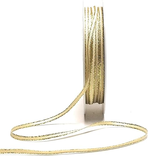 s.dekoda Satinband 50m x 3mm Creme - Gold Goldkante Schleifenband Dekoband Satin von s.dekoda