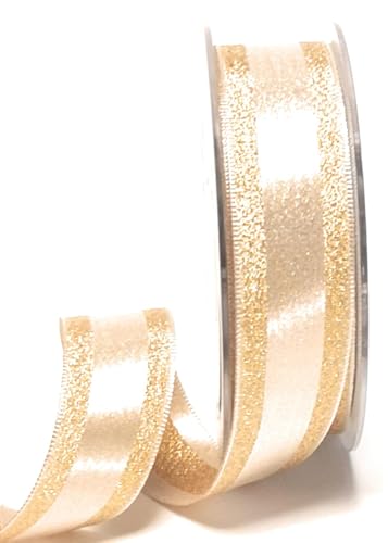 s.dekoda Schleifenband 20m x 25mm Gold satiniertes Brokatband Dekoband Geschenkband [D3583] von s.dekoda