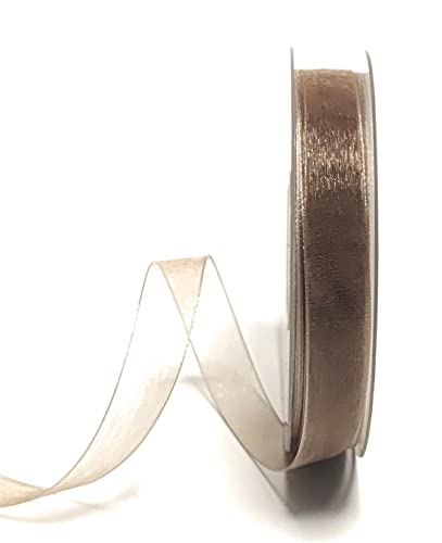 s.dekoda Schleifenband 50m x 15mm Hellbraun - Taupe Organza Chiffon Geschenkband Organzaband [1350-261] von s.dekoda