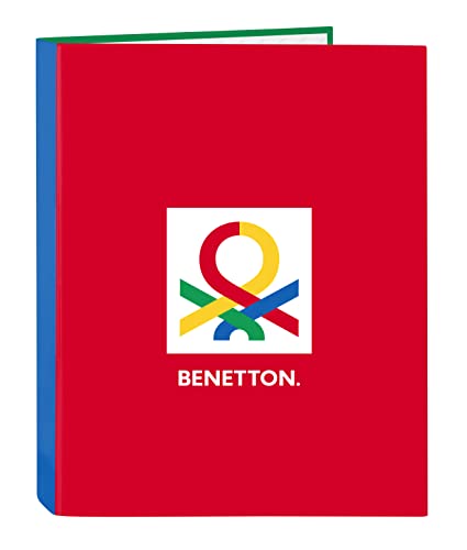 BENETTON Pop Ordner mit 4 Ringen, ideal für Kinder und Jugendliche unterschiedlichen Alters, bequem und vielseitig, Qualität und Widerstandsfähigkeit, 26,5 x 33 cm, Grau von safta