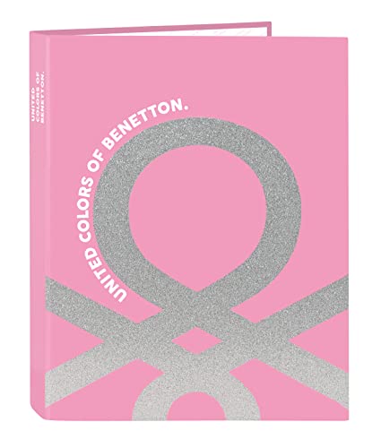 Benetton 'flamingo pink' Ringbuch mit 4 verschiedenen Ringen von safta